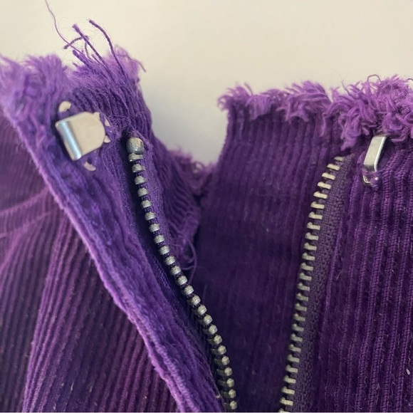 Vintage Corduroy Purple Frayed-Hem Pencil Skirt 100% Cotton - Picture 9 of 9